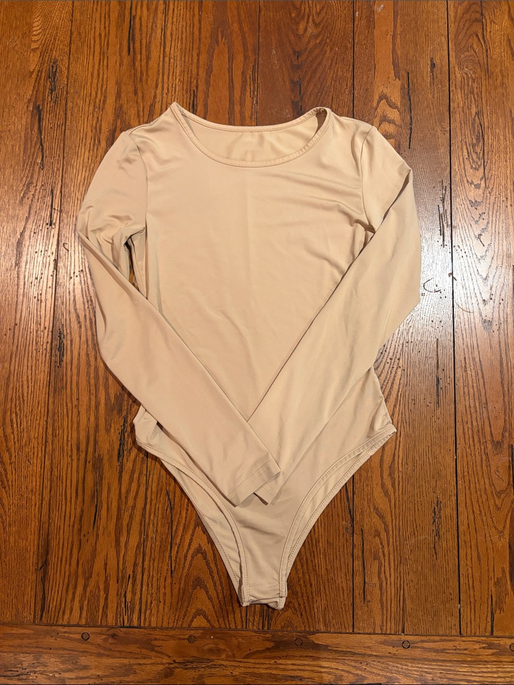 SHEIN Beige Long Sleeve Stretch Bodysuit